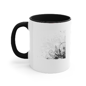 Discover Grunge Floral Design - Light Grey B&W Accent Mugs