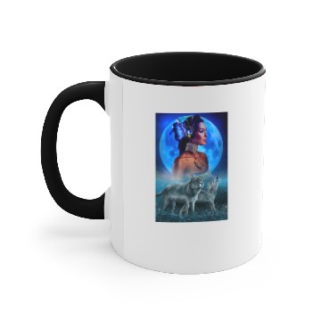Discover girl and wolves Accent Mugs