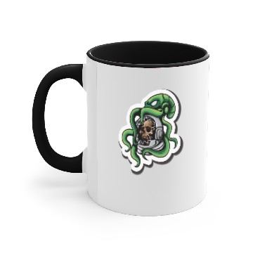 Discover Astro Skull with Octopus White Board Sticker Accent Mugs