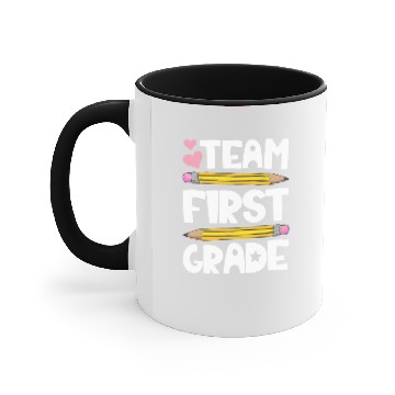 Discover Team First Grade Funny 1st Back To School Accent Mugs