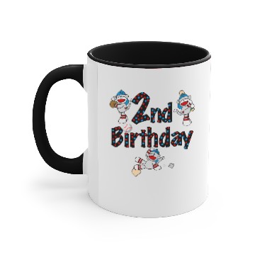 Discover Sock Monkey Baseball Birthday Accent Mugs