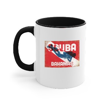 Discover Bahamas Scuba Diver - Blue Retro Accent Mugs