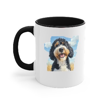Discover Bernedoodle Field Nature Bernedoodle Watercolor Accent Mugs