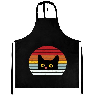Discover Retro Black Cat Sunset Aprons