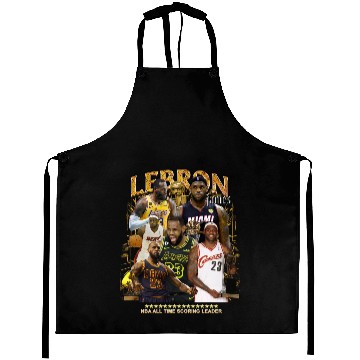 Discover LeBron James Basketball Vintage Graphic Aprons - LeBron James Vintage Classic Retro Aprons