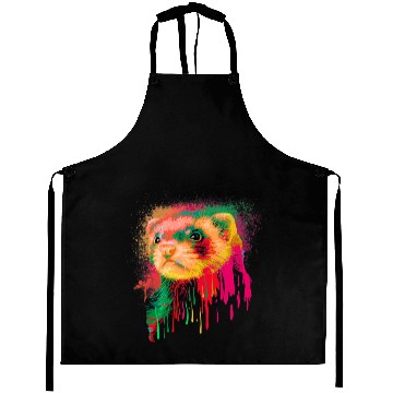 Discover Ferret Gift Water Art Weasel Animal Furry Ferret Aprons