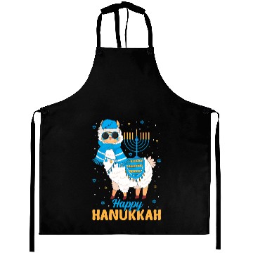 Discover Lama Llama Funny Jewish Alpaca Llama Menorah Happy Hanukkah Chanukah Aprons