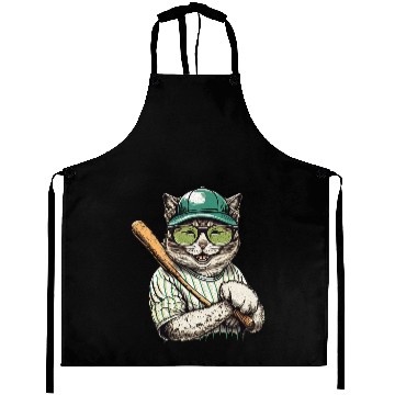 Discover Cat Paws vintages Cat Playing Baseball Baseball Bat Kitties Lover Aprons