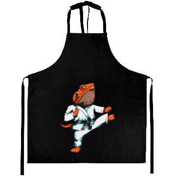 Discover Bearded Dragon Lizard Doing Karate Sport Ninja Chameleon Aprons