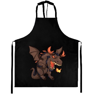 Discover Dragon Animals Dragons Cool Chibi Fantasy Dragon With Flame Aprons