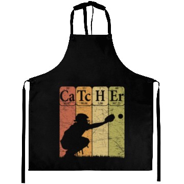 Discover Baseball Gift Periodic Table Elements Nerd Baseball Catcher Retro Aprons