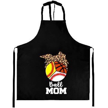 Discover Baseball Gift Softball Ball Mom Funny Baseball Softball Basketball Leopard Mom Aprons