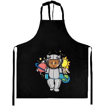 Discover Cat Paws Astronaut Space Cat Gift Astronomy Lover Aprons