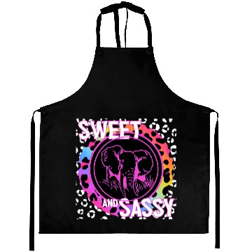 Discover Elephants Lover 90s Nostalgia Rainbow Leopard Print Tropical Aprons