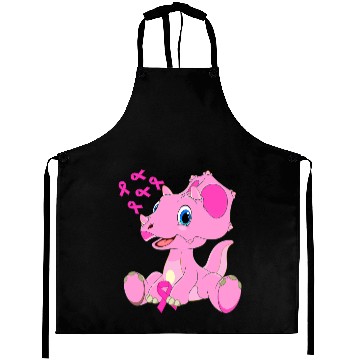 Discover Dinosaur Dino Breast Cancer Triceratops Dinosaur Ribbon Boy Aprons