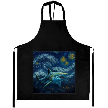Discover Ocean Shark Surrealism Starry Night Tiger Shark Aprons