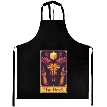 Discover 8 bit pixel tarot The Devil nerd geek devil funny Aprons