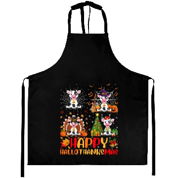 Discover Cattle Cow Halloween Thanksgiving Christmas Cow Hallothanksmas Aprons