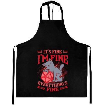 Discover Cat Paws D20 Cat Dice Its Fine Im Fine Everythings Fine Aprons