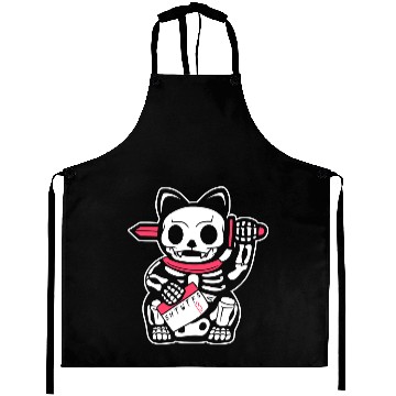 Discover black cats Paws Skeletons Skulls Funny Lucky Friday Skeletons Lucky Cat Horror Movie Lover455 Aprons