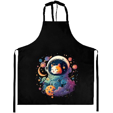 Discover Cat Paws Astronaut Outer Space Kitty on Galaxy Cat Lover 3 Aprons