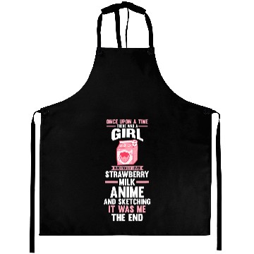 Discover Anime Sketching Strawberry Milk Aprons