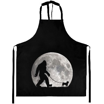 Discover bigfoots Walking Pug Dog Moon Sasquatch Aprons