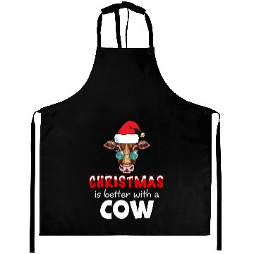 Discover Cattle Cow Christmas Is Better With A Cow Santa snow Aprons