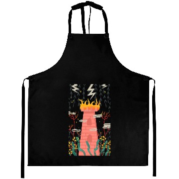Discover Tower vintages Tarot Card Magic Occult Supernatural Aprons