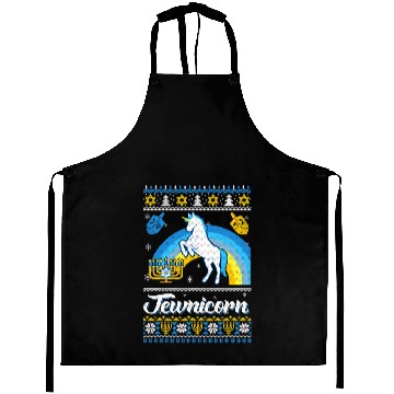 Discover Unicorns Pony Funny Ugly Hanukkah Christmas Unicorns Jewnicorn Aprons