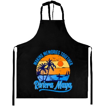 Discover Retro Riviera Maya Mexico Palm Tree Beach Summer Vacation Aprons
