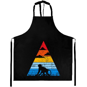 Discover Retro Chimpanzee Sunset Silhouette Animal Monkey Aprons