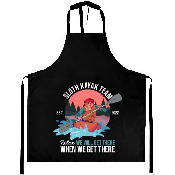 Discover Sloth Gift Funny Kayaking Pun Paddling Rowing Sloth Kayak Team Matching Aprons