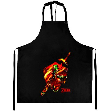 Discover Nintendo Zelda Link Sword Shield Fire Border Graphic Aprons