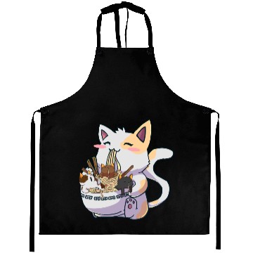 Discover Kawaii Neko Cat Ramen Bowl Anime Japanese Noodles Aprons