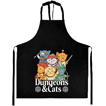 Discover Dungeons And Cats Fantasy Dragons Game Pullover Aprons