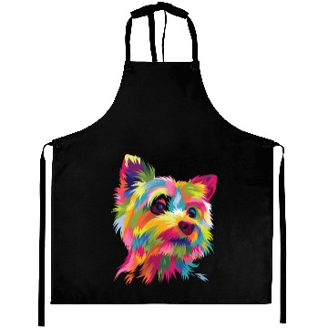 Discover Funny Dog Yorkie Pop Art Aprons