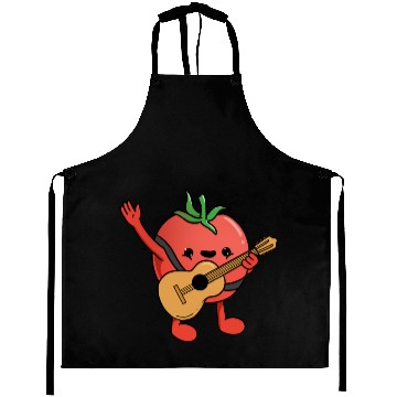 Discover Tomato Playing Guitar Aprons
