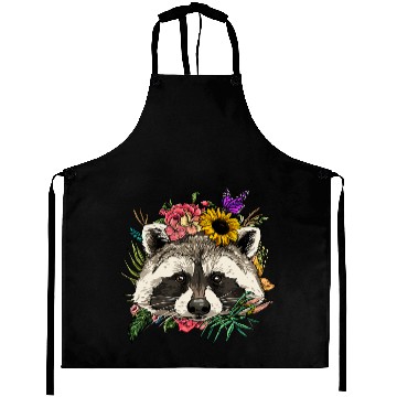 Discover Floral Raccoon Spring Nature Aprons