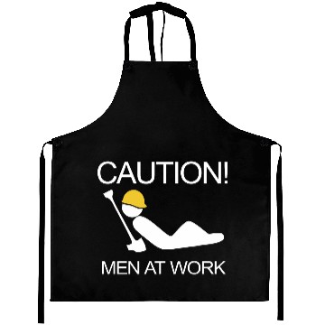 Discover Caution Men At Work Aprons