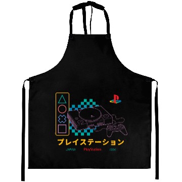 Discover Playstation Checker Neon 90's Aprons Pullover Aprons