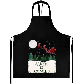 Discover Santa is Coming Tartan Present Christmas Tree Aprons