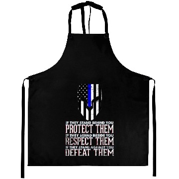 Discover American Warrior Spartan Helmet I Thin Blue Line Aprons
