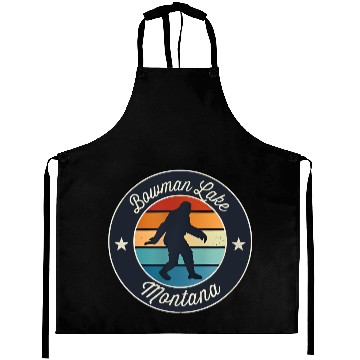 Discover Bowman Lake Montana Sasquatch Souvenir Aprons