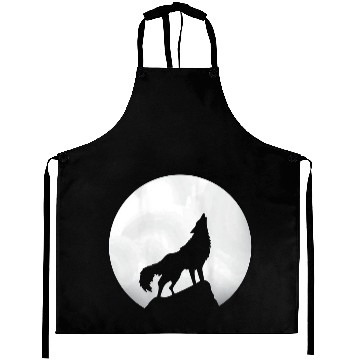 Discover Wolf Howling Moon Light Lone Wolf Aprons