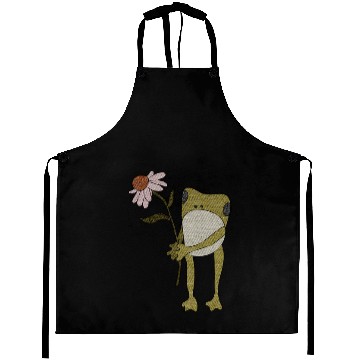 Discover Flower Frog Embroidered Crewneck Aprons