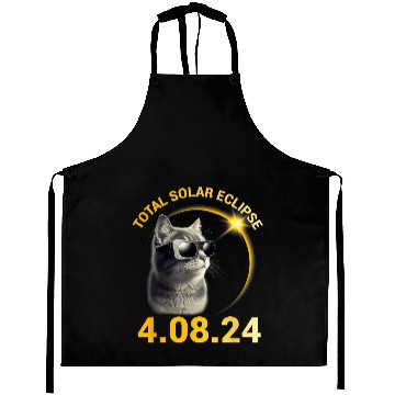 Discover Solar Eclipse 2024 Total Eclipse April 8th 2024 Cat Tie Dye Aprons