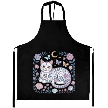 Discover Cancer Zodiac Cat Mystical Art Aprons