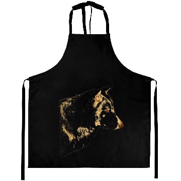 Discover Grey Wolf Head Art Lines Aprons