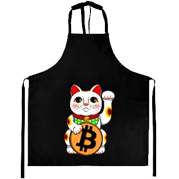 Discover Bitcoin Lucky Cat Maneki Neko Aprons